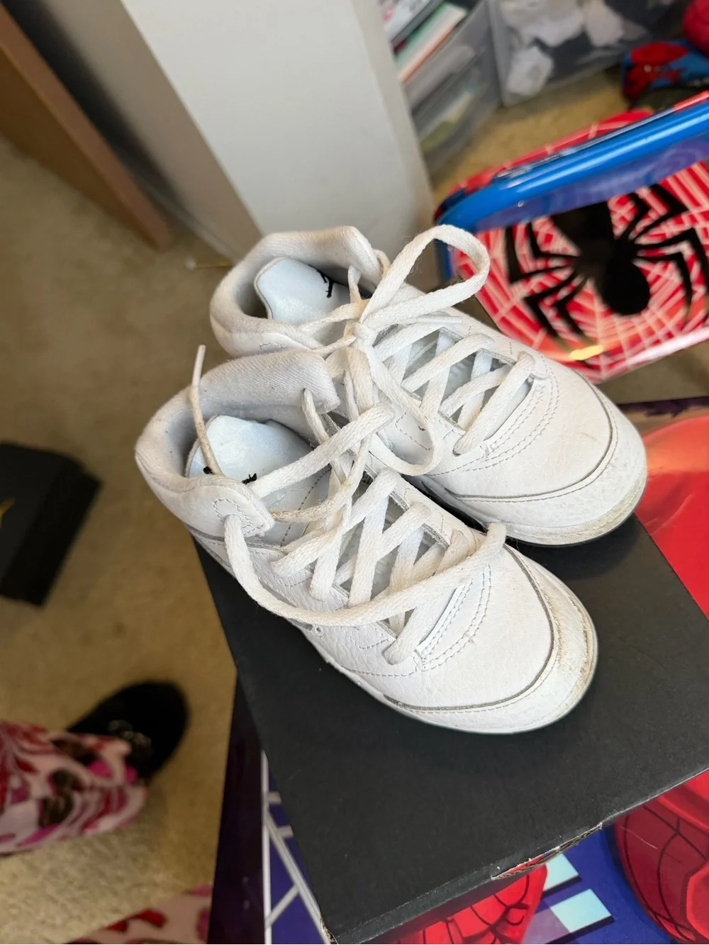 Kids White Basketball Sneakers with 23 Detail